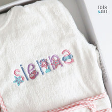 Load image into Gallery viewer, Personalised Bathrobe in Mermaid Font