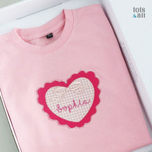 Load image into Gallery viewer, Personalise My Heart Kids' Valentine TShirt in Pink