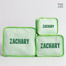 Load image into Gallery viewer, Personalised Set of 3 Packing Cubes in Green