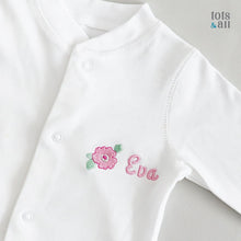 Load image into Gallery viewer, Personalised Flower Baby Sleepsuit