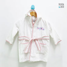 Load image into Gallery viewer, Personalised Bathrobe in Mermaid Font