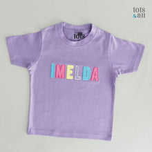 Load image into Gallery viewer, Personalised Multicolour Purple Kids T-shirt