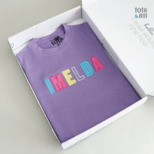 Load image into Gallery viewer, Personalised Multicolour Purple Kids T-shirt