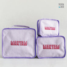 Load image into Gallery viewer, Personalised Set of 3 Packing Cubes in Purple