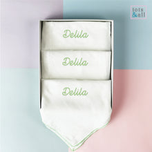 Load image into Gallery viewer, Personalised Three Pack Muslin in Green