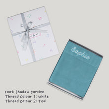 Load image into Gallery viewer, Personalised Knitted Blanket in Teal