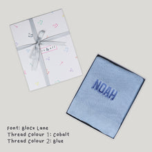 Load image into Gallery viewer, Personalised Knitted Blanket in Blue