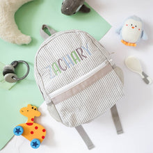 Load image into Gallery viewer, Personalised Toddler Backpack in Multicoloured Grey