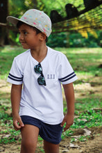 Load image into Gallery viewer, Personalised Stripe Tee & Shorts Set in Navy