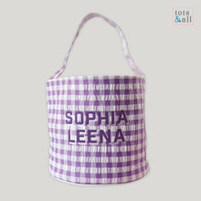 Load image into Gallery viewer, Personalised Storage Basket in Purple Gingham