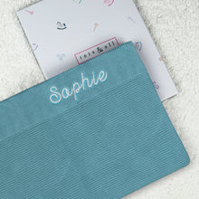 Load image into Gallery viewer, Personalised Knitted Blanket in Teal