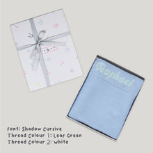 Load image into Gallery viewer, Personalised Knitted Blanket in Blue