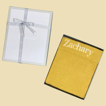 Load image into Gallery viewer, Personalised Knitted Blanket in Yellow