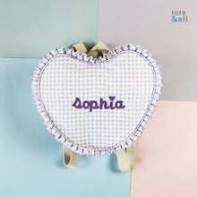 Load image into Gallery viewer, Personalised Heart Backpack in Purple