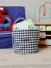 Load image into Gallery viewer, Personalised Storage Basket in Navy Gingham