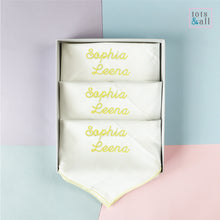 Load image into Gallery viewer, Personalised Three Pack Muslin in Yellow