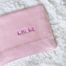 Load image into Gallery viewer, Personalised Knitted Blanket in Pink