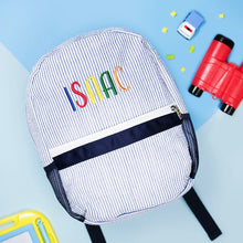 Load image into Gallery viewer, Personalised Toddler Backpack in Multicoloured Blue