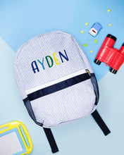 Load image into Gallery viewer, Personalised Toddler Backpack in Multicoloured Blue