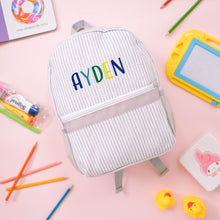 Load image into Gallery viewer, Personalised Toddler Backpack in Multicoloured Grey