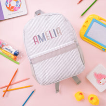 Load image into Gallery viewer, Personalised Toddler Backpack in Multicoloured Grey