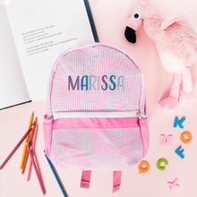 Load image into Gallery viewer, Personalised Toddler Backpack in Multicoloured Pink
