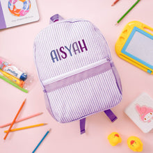 Load image into Gallery viewer, Personalised Toddler Backpack in Multicoloured Purple