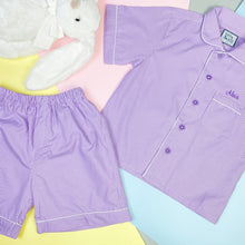 Load image into Gallery viewer, Purple Stripes Pyjamas Shorts Set