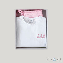 Load image into Gallery viewer, Personalised Stripe Tee & Shorts Set in Pink