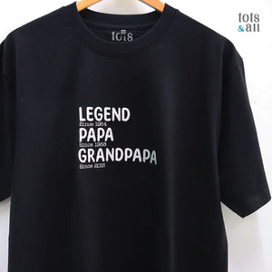 *Limited Edition* Personalised Legend Grandfather T-Shirt in Black