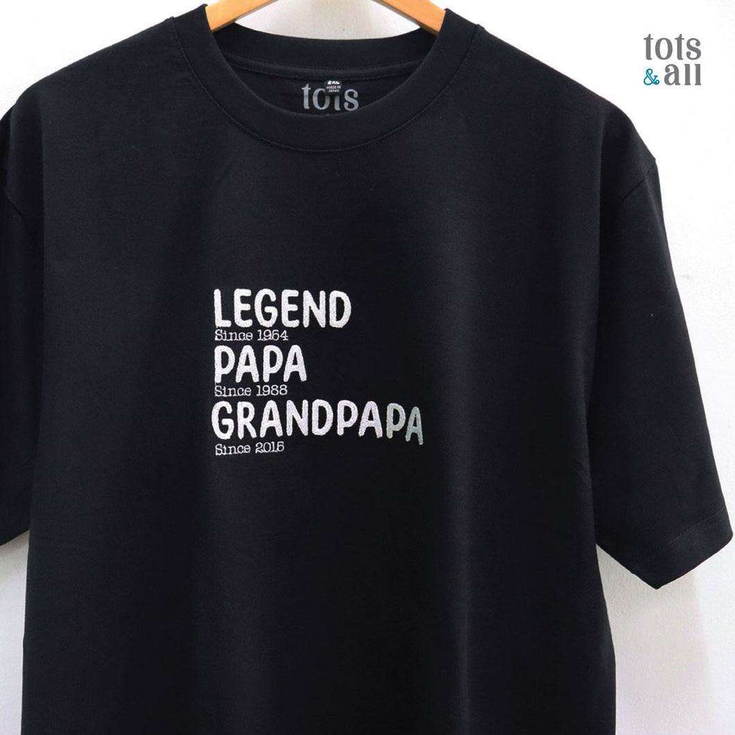 *Limited Edition* Personalised Legend Grandfather T-Shirt in Black