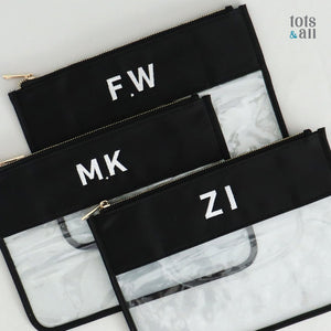 Personalised Clear Flat Pouch in Block Font