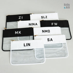 Personalised Clear Flat Pouch in Block Font