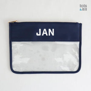 Personalised Clear Flat Pouch in Block Font