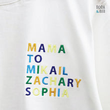 Load image into Gallery viewer, MOM Edition: The Personalised Embroidered Tee in White
