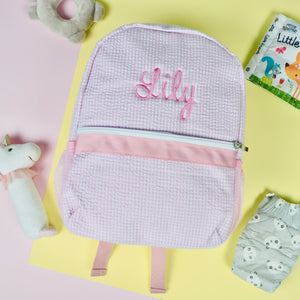 Personalised Gingham Toddler Backpack in Pink