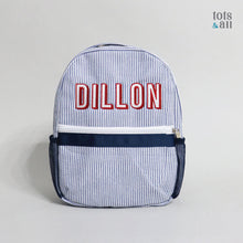 Load image into Gallery viewer, Personalised Toddler Backpack in Boldline Blue
