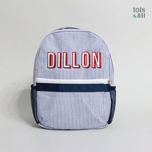 Personalised Toddler Backpack in Boldline Blue
