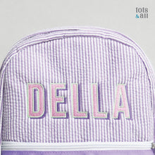 Load image into Gallery viewer, Personalised Toddler Backpack in Boldline Purple
