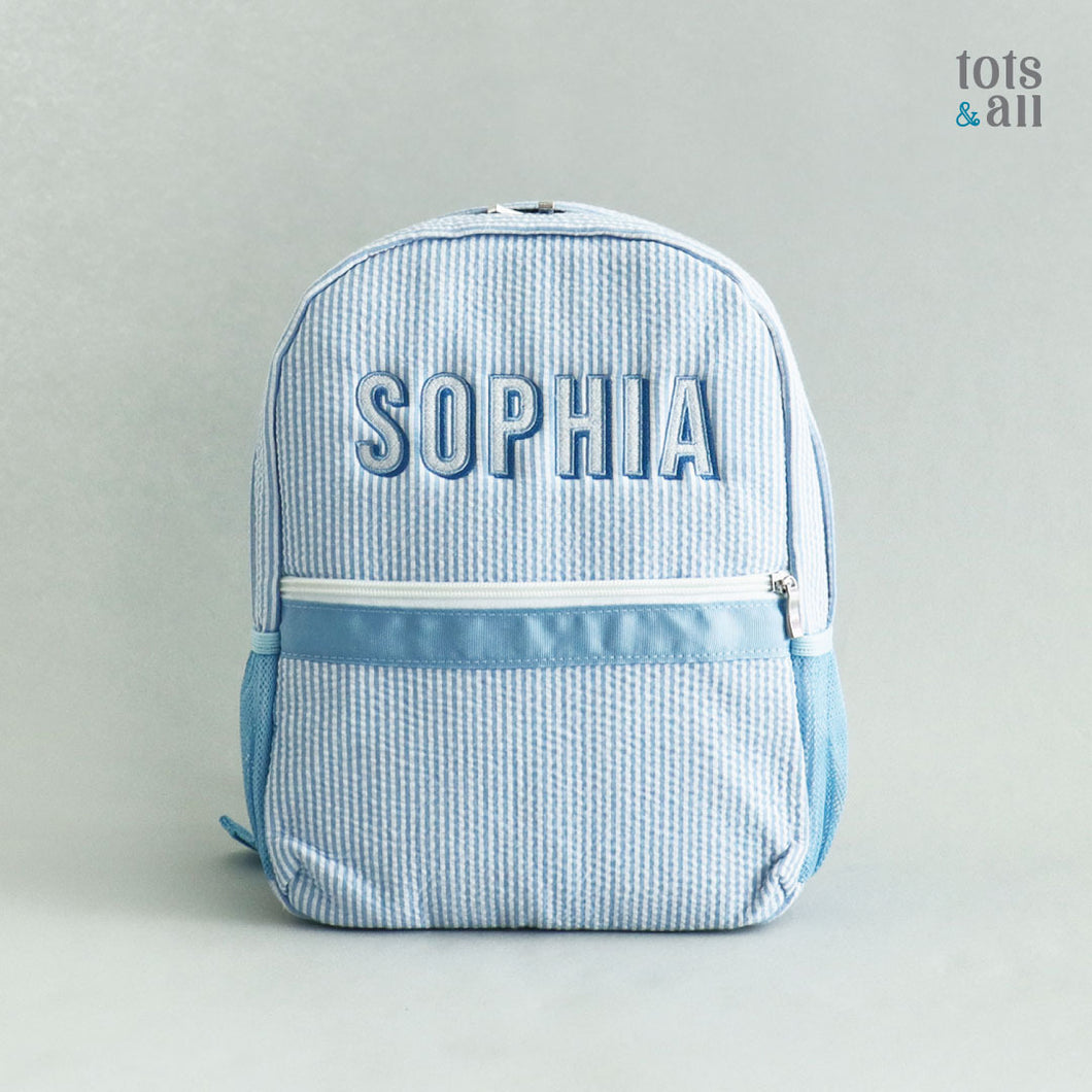 Personalised Toddler Backpack in Boldline BabyBlue