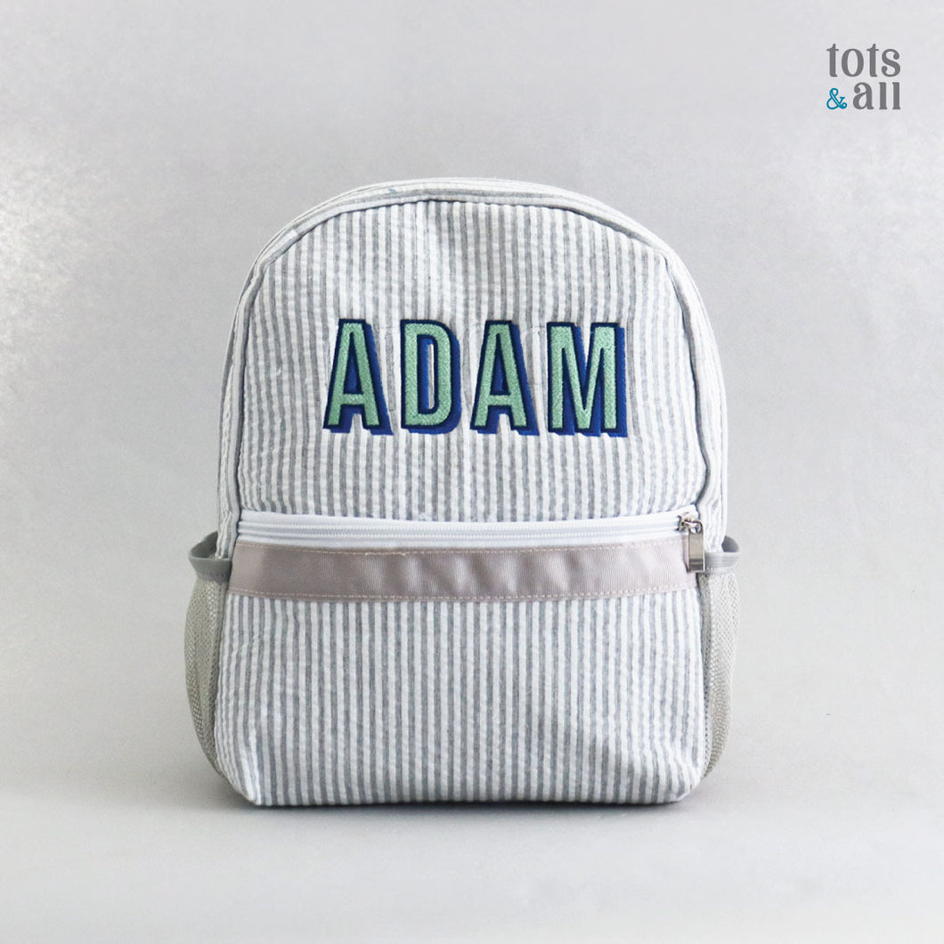 Personalised Toddler Backpack in Boldline Grey