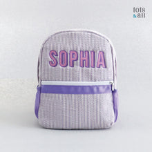 Load image into Gallery viewer, Personalised Toddler Backpack in Boldline Purple
