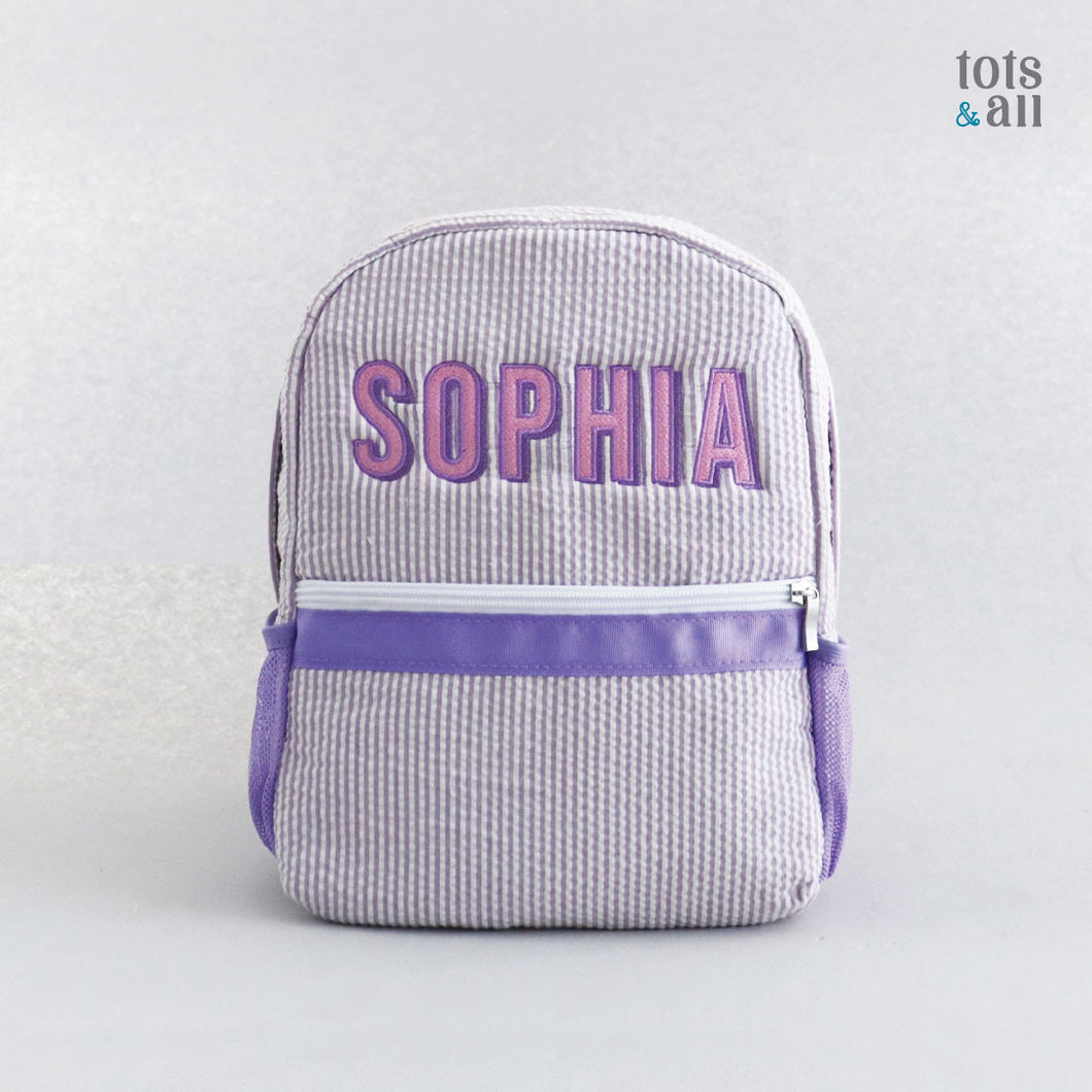 Personalised Toddler Backpack in Boldline Purple