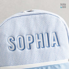 Load image into Gallery viewer, Personalised Toddler Backpack in Boldline BabyBlue
