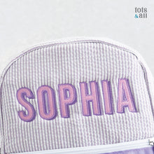 Load image into Gallery viewer, Personalised Toddler Backpack in Boldline Purple
