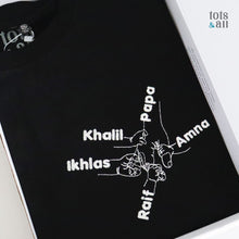 Load image into Gallery viewer, DAD Edition : Personalised Father's Day Hands T-Shirt in Black
