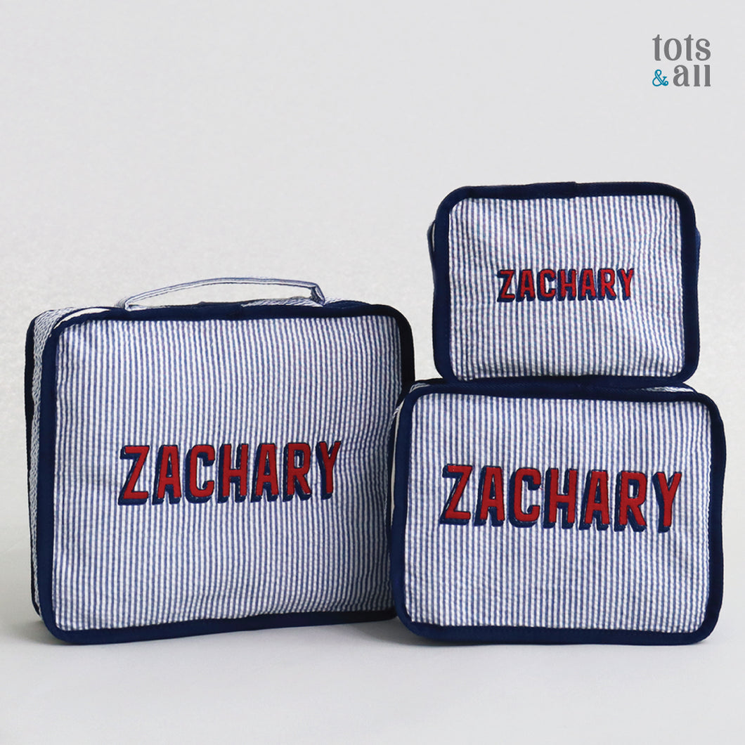 Personalised Set of 3 Packing Cubes in Blue