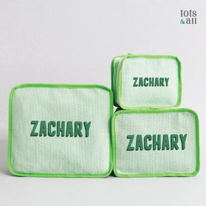 Personalised Set of 3 Packing Cubes in Green