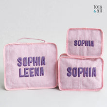 Load image into Gallery viewer, Personalised Set of 3 Packing Cubes in Pink
