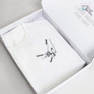 Personalised Holding Hands T Shirt in White